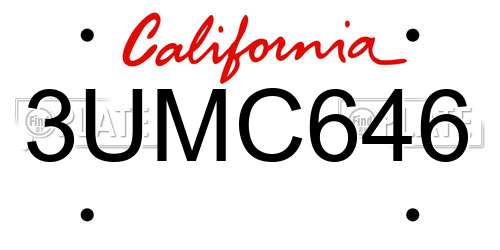 3UMC646 California License Plate