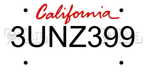 3UNZ399 California License Plate