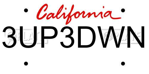 3UP3DWN California License Plate