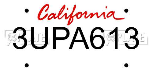 3UPA613 California License Plate