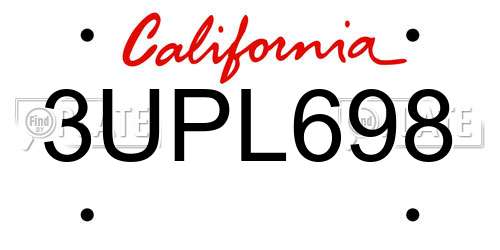 3UPL698 California License Plate