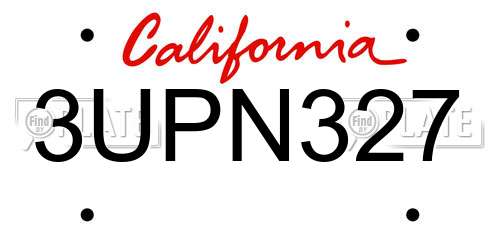 3UPN327 California License Plate