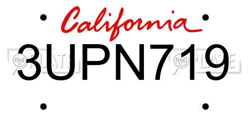 3UPN719 California License Plate