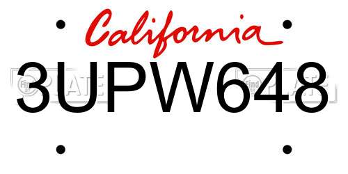 3UPW648 California License Plate
