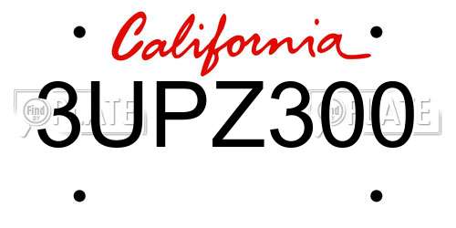 3UPZ300 California License Plate