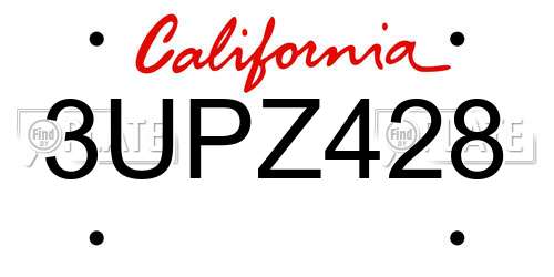 3UPZ428 California License Plate