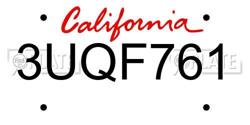 3UQF761 California License Plate