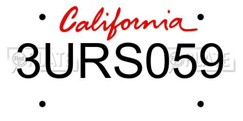 3URS059 California License Plate