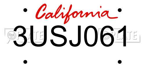 3USJ061 California License Plate
