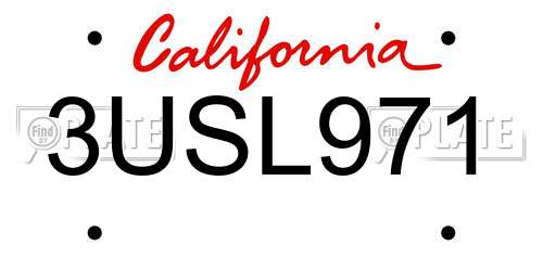 3USL971 California License Plate