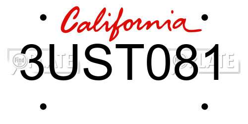 3UST081 California License Plate