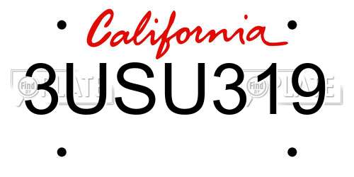 3USU319 California License Plate