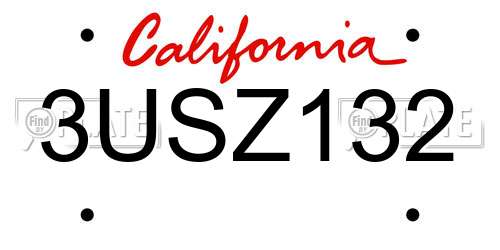 3USZ132 California License Plate