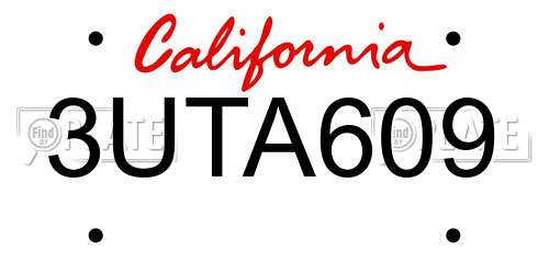 3UTA609 California License Plate