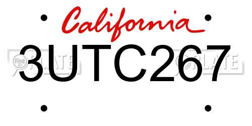 3UTC267 California License Plate