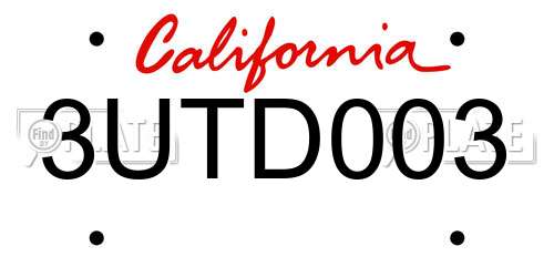 3UTD003 California License Plate