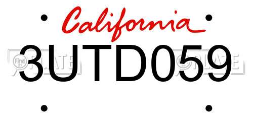 3UTD059 California License Plate