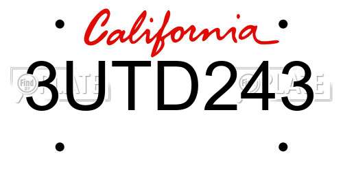 3UTD243 California License Plate