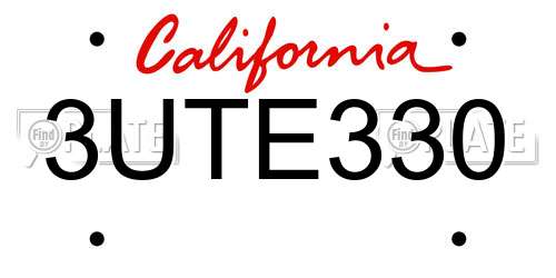 3UTE330 California License Plate