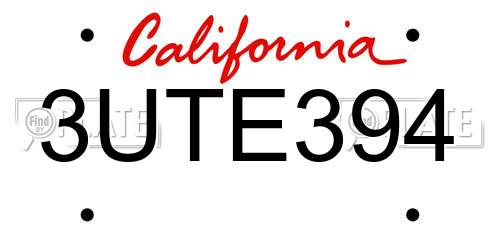 3UTE394 California License Plate