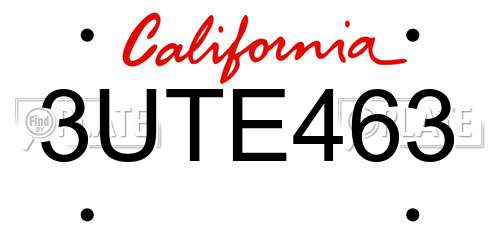 3UTE463 California License Plate