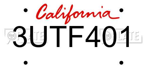 3UTF401 California License Plate