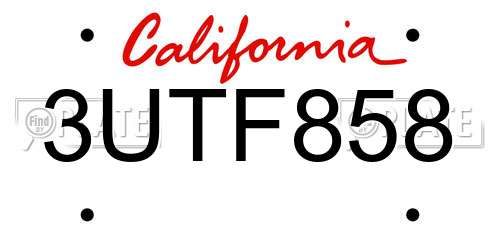 3UTF858 California License Plate