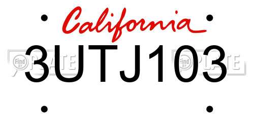 3UTJ103 California License Plate