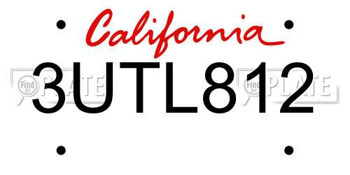 3UTL812 California License Plate