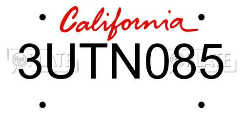 3UTN085 California License Plate