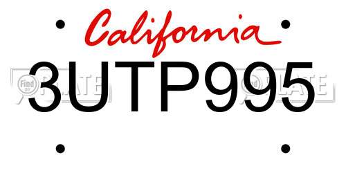 3UTP995 California License Plate