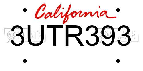3UTR393 California License Plate