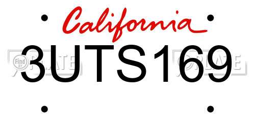 3UTS169 California License Plate