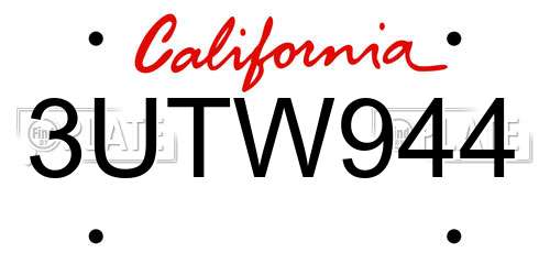 3UTW944 California License Plate
