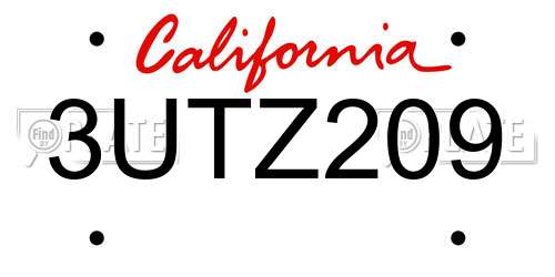 3UTZ209 California License Plate
