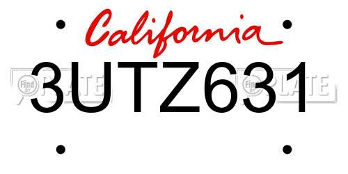 3UTZ631 California License Plate