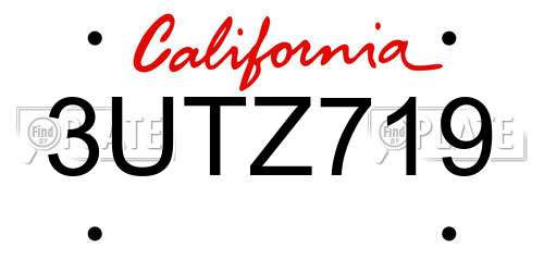 3UTZ719 California License Plate
