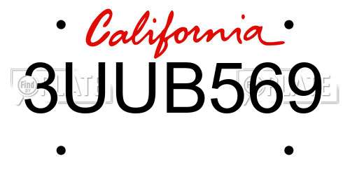 3UUB569 California License Plate