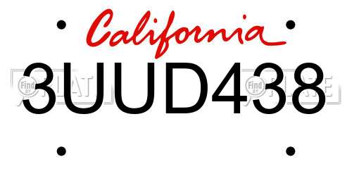 3UUD438 California License Plate