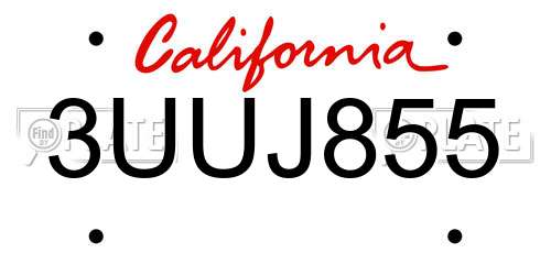 3UUJ855 California License Plate