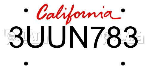 3UUN783 California License Plate