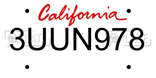 3UUN978 California License Plate