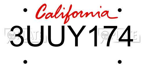 3UUY174 California License Plate