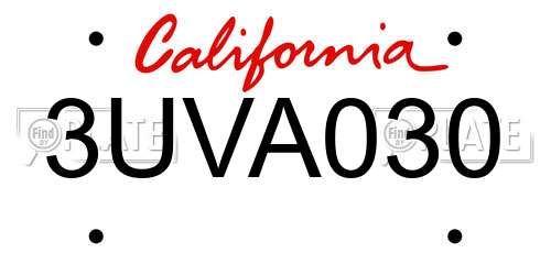 3UVA030 California License Plate