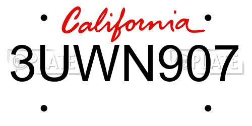 3UWN907 California License Plate