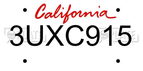 3UXC915 California License Plate
