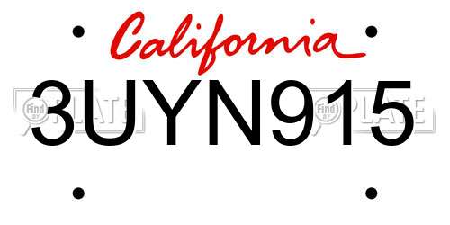 3UYN915 California License Plate