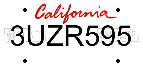 3UZR595 California License Plate