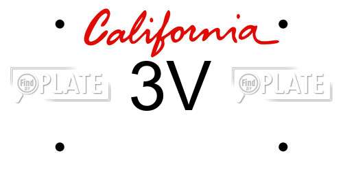 3V California License Plate