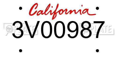 3V00987 California License Plate